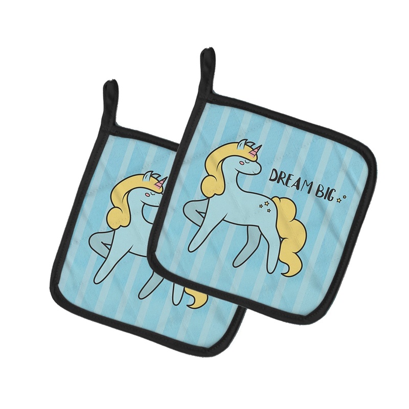 Nursery Dream Big Unicorn Pot Holders - Set of 2 - Heat-Resistant Kitchen Essentials BB7471PTHD